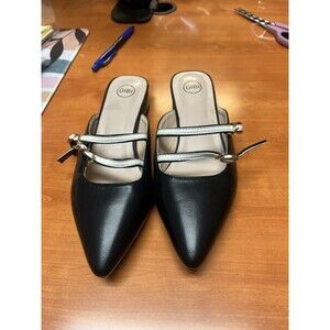 Womens Pointed Mule Flats Semi-slippers Woman Double Strap Sandals Ballet Size 6